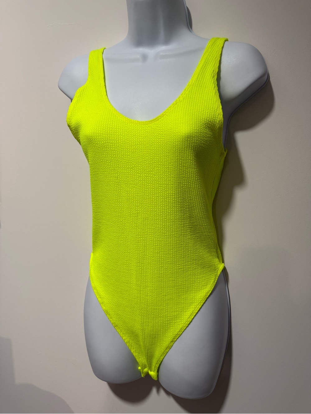 wild fable Neon Yellow Textured Scoop Neck Bodysuit